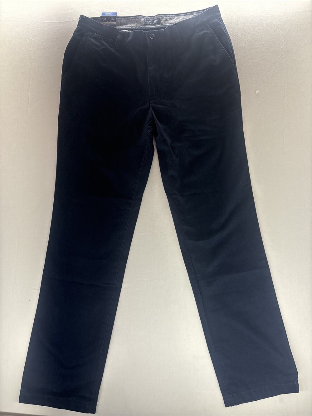 Nautica Men's Clipper Flat FrontPants Slim Fit 34x34 Navy Blue Cotton NWT